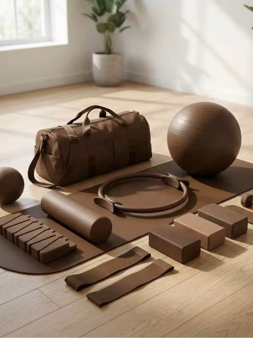 Minimalist Brown Women's Duffel Bag - Classic Travel & Gym Carry